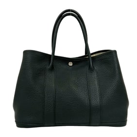 ?K Stamped HERMES Garden Party PM Negonda Logo Hardware Tote Bag/Handbag Black 2209-2