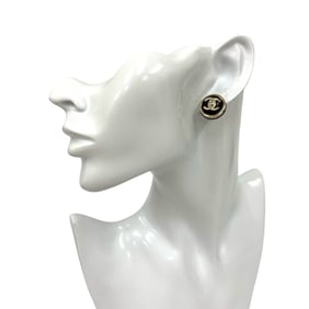 CHANEL Coco Mark Motif GP Earrings, Gold and Black, 72911