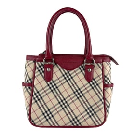Burberry Women's Nylon Canvas Leather Handbag in Red and Beige (z7696)