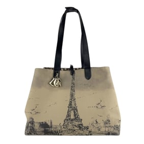 Christian Dior Toujours Large Shoulder Tote Bag in Nylon Canvas and Leather, Khaki, Black, Gold,
