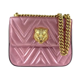 Gucci Women's Metallic Pink Leather Shoulder Bag 432581 z7746