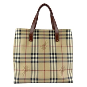 Burberry Handbag, Coated Canvas and Leather, Beige Brown, Women's, Z7765