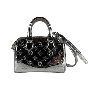 Louis Vuitton Monogram Miroir Speedy Bandouliere 20 Handbag Shoulder Bag in Silver Patent Leather,