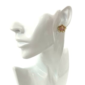 CHANEL Coco Mark Flower Motif GP Earrings in Pink Gold 50999