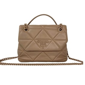 PRADA Prada Spectrum Small Logo Nappa Leather 2-Way Handbag/Chain Shoulder Bag Pink Beige 68838