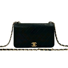 CHANEL Matelasse Lambskin Coco Mark Chain Shoulder Bag Pochette Black 38960