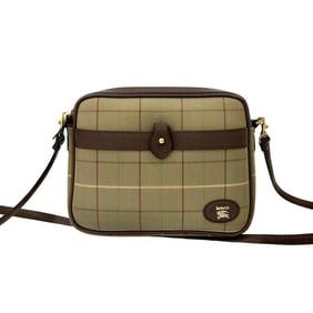 Burberry's Nova Check Shadow Horse Logo Canvas and Leather Shoulder Bag, Brown, 22192