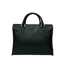 LOEWE Anagram Logo Metal Hardware Engraved Leather Handbag/Mini Tote Bag/Business Bag Black 37186