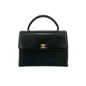 CHANEL Coco Mark Caviar Skin Handbag Mini Tote Bag Black 66149