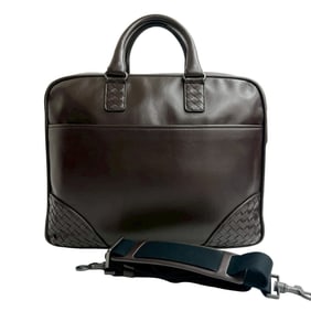 BOTTEGA VENETA Intrecciato Leather 2-Way Business Bag/Shoulder Bag, Brown, 34645