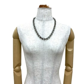 LOUIS VUITTON Collier Chain Monogram Necklace in Silver (m1201)
