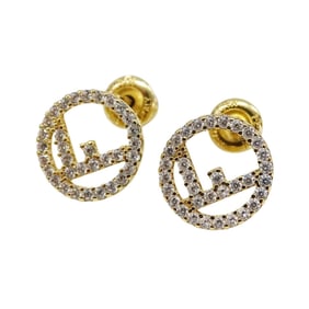 Fendi FENDI Women's Earrings, Brand F's, Rhinestone, Gold, Accessories, Binaural