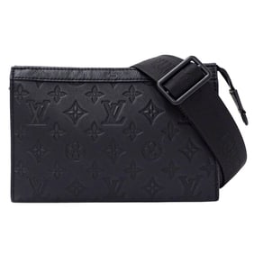 Louis Vuitton Monogram Shadow Men's Shoulder Bag, Gaston Wearable Wallet, Black, M81115, Mini Bag