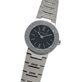 BVLGARI Women's Watch, Brand: Date Quartz QZ Stainless Steel SS BB23SS Silver Black Round Polished