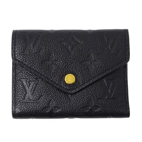 Louis Vuitton Monogram Empreinte Tri-fold Wallet, Portefeuille Victorine Noir, M64060, Black, Mini