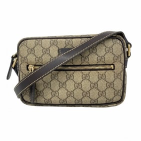 Gucci GG Supreme Shoulder Bag 201447 Brown Champagne Women's