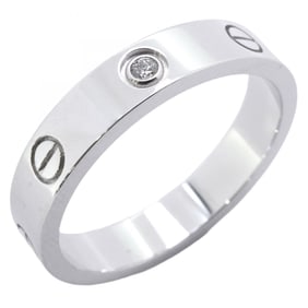 Cartier Mini Love 1PD Ring, 18K White Gold with Diamonds, #57, Men's, P1813740