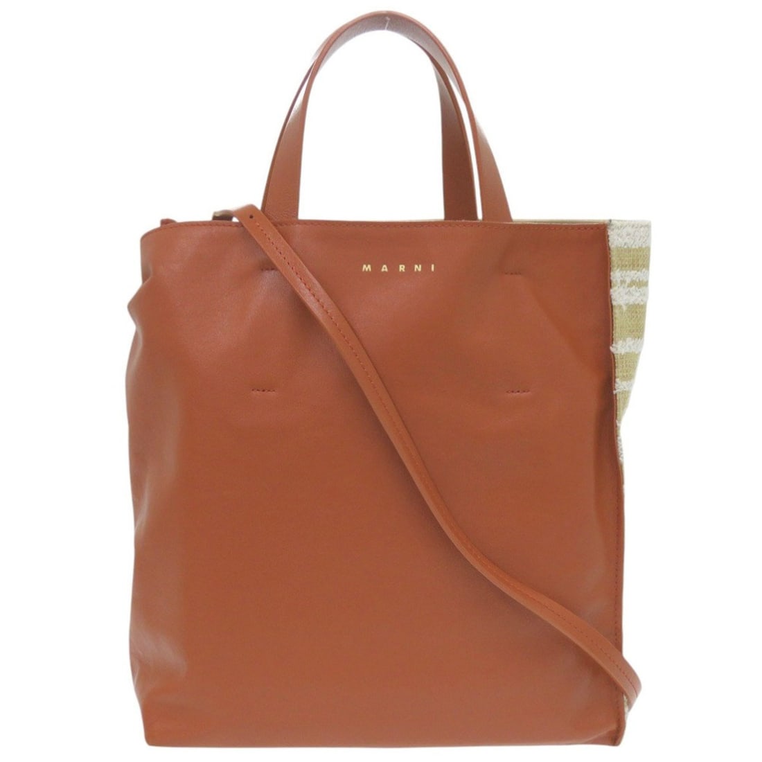 Marni 2-Way MUSEO SHMP0018U6 Fabric/Leather Brown/Beige Tote Bag 0638 MARNI: --- Catalog ---Category: SizeSize (HxWxD): 28cm x 25cm x 11.5cm / 11.02'' x 9.84'' x 4.52''Category: DesignType: Tote bagColor: Beige, BrownGender: WomenMaterial: Fabric , Leather Category: GeneralMPN