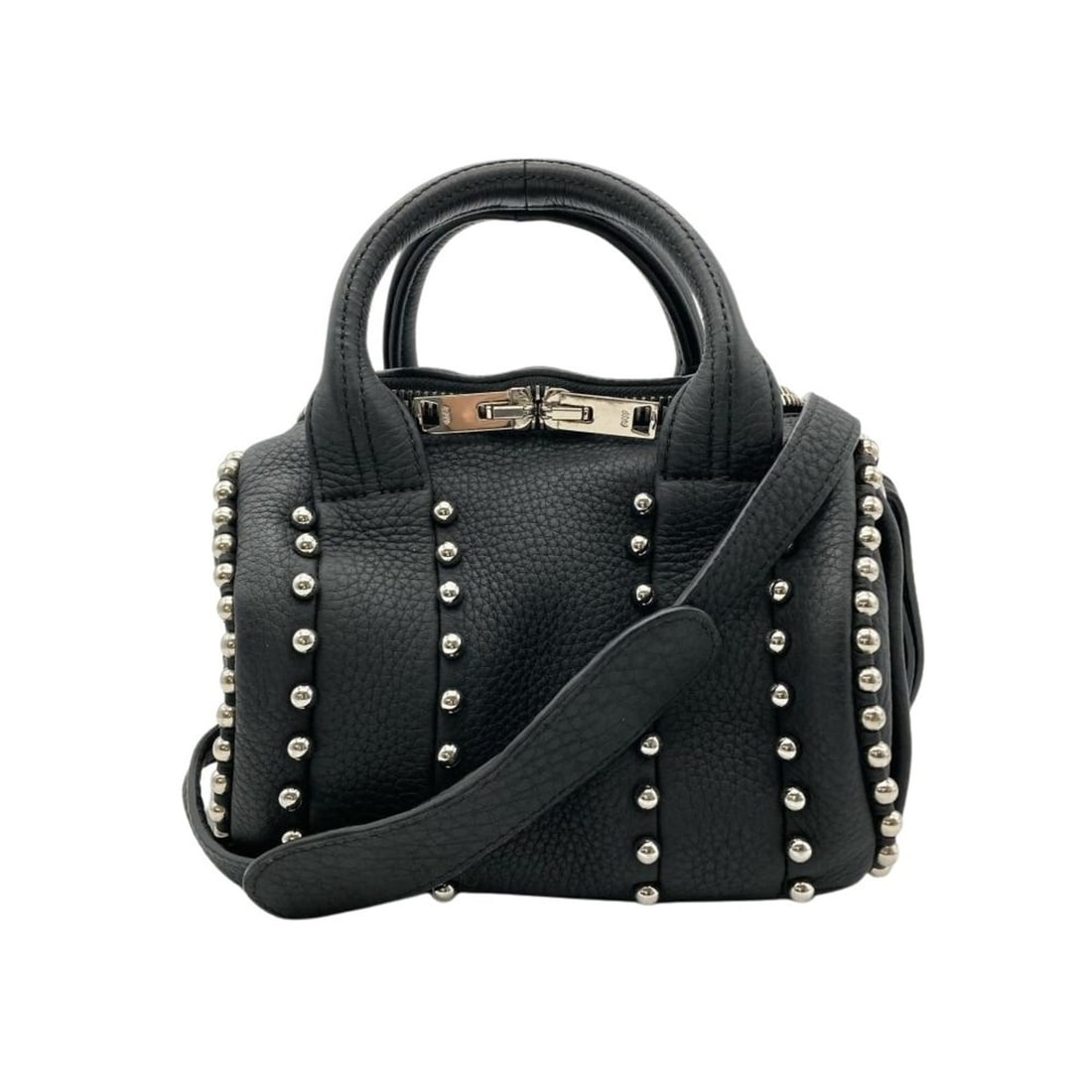Alexander Wang Studded 2-Way Shoulder Bag in Black: --- Catalog ---Category: SizeSize (HxWxD): 17cm x 20.5cm x 13.5cm / 6.69'' x 8.07'' x 5.31''Category: DesignType: Shoulder bagColor: BlackGender: WomenCategory: GeneralBrand: Alexander Wang--- Item Li