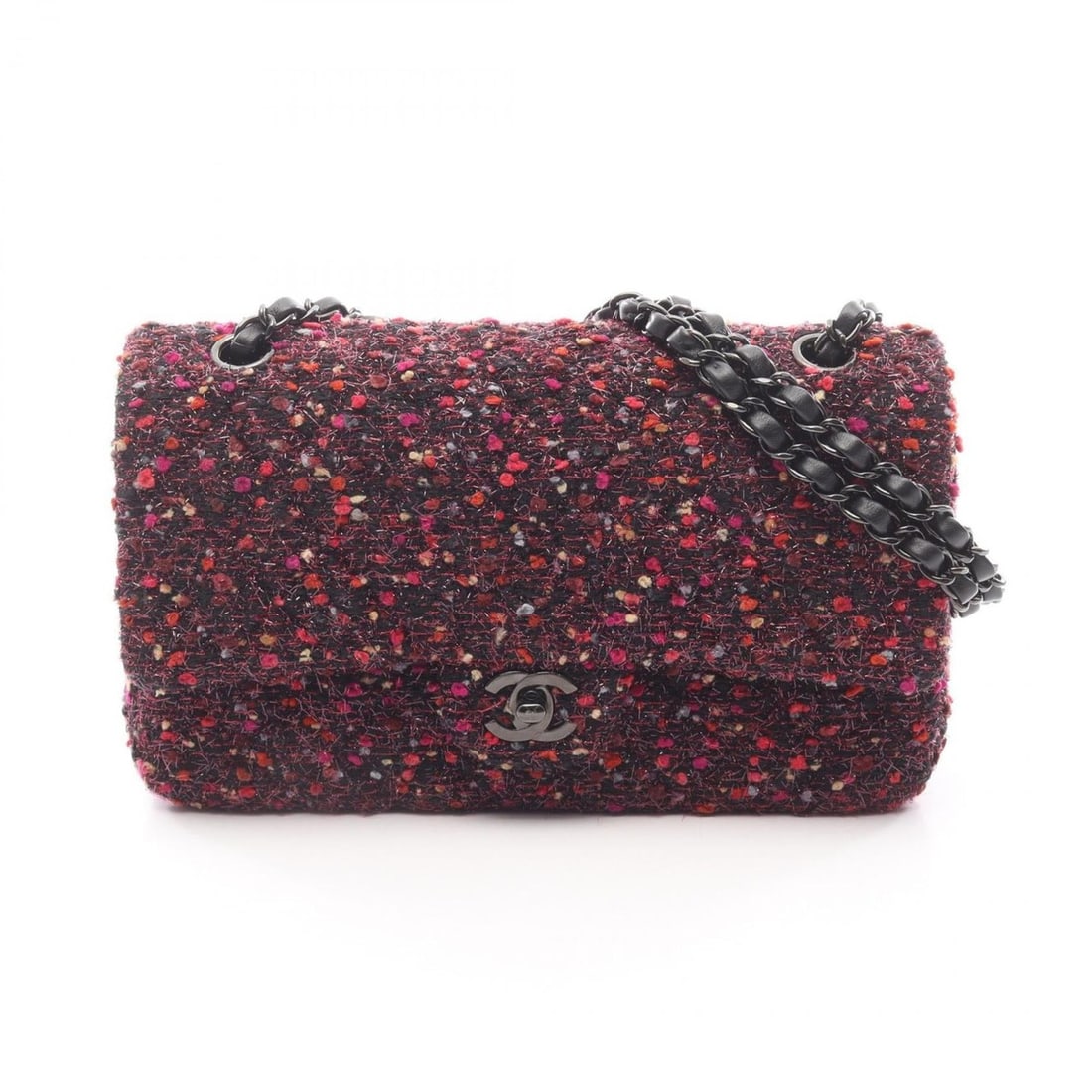 Chanel Matelasse Double Flap Shoulder Bag, Fabric, Women's, Black, Pink, Multicolor: --- Catalog ---Category: SizeSize (HxWxD): 16cm x 25cm x 6.5cm / 6.29'' x 9.84'' x 2.55''Category: DesignType: Shoulder bagColor: Black, Multi-color, PinkGender: WomenMaterial: Fabric Category: Genera