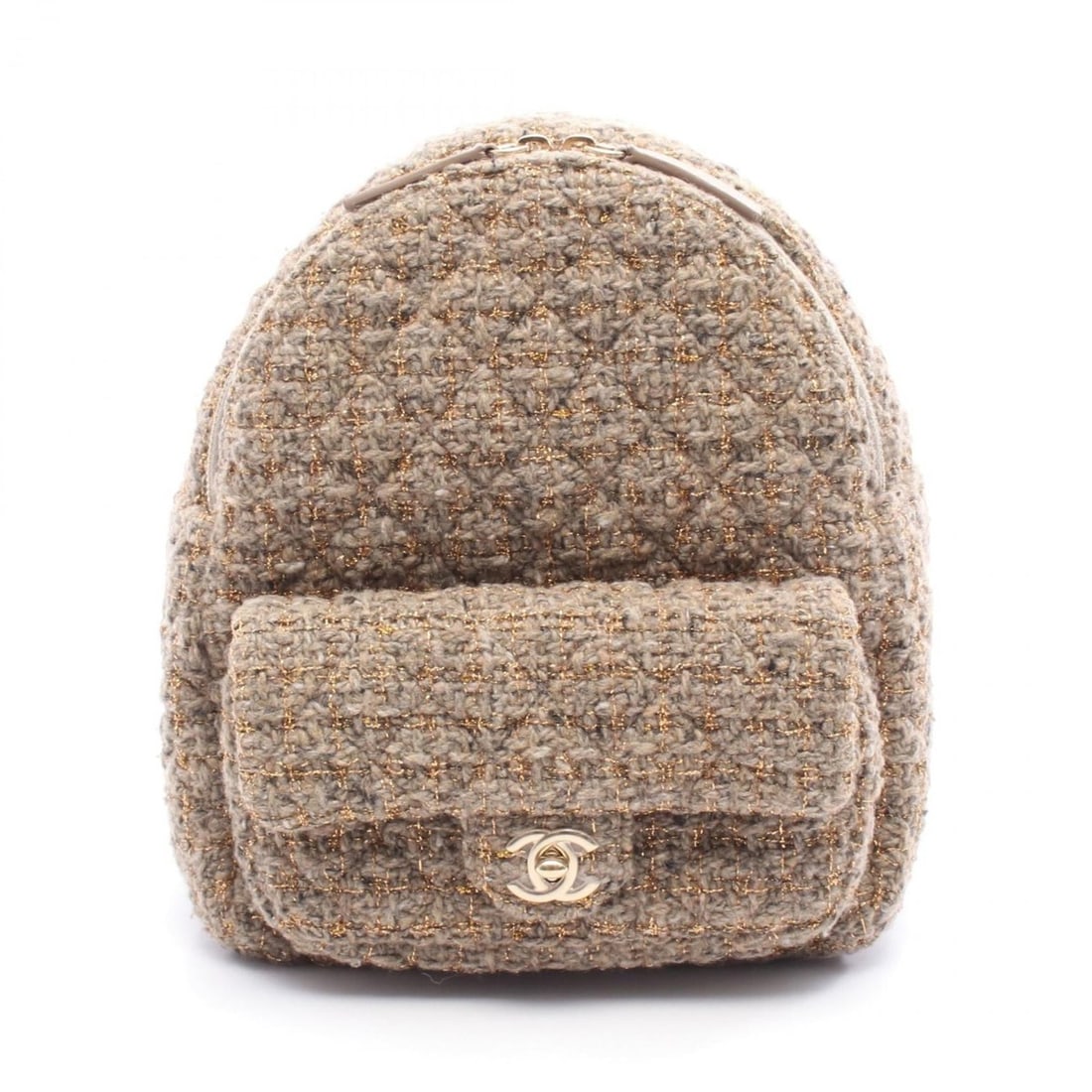 CHANEL Matelasse Backpack, Fabric and Leather, Women's, Beige, Multicolor, AS0870: --- Catalog ---Category: SizeSize (HxWxD): 23cm x 20cm x 9cm / 9.05'' x 7.87'' x 3.54''Category: DesignType: BackpackColor: Beige, Multi-colorGender: WomenMaterial: Fabric , Leather Hardware Color: Go