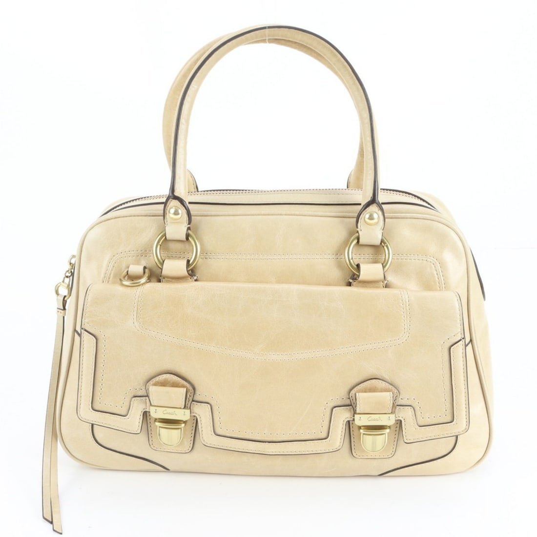 Coach 17888 Leather Tote Bag Shoulder/Handbag Beige Women's: --- Catalog ---Category: SizeSize (HxWxD): 22cm x 35cm x 11cm / 8.66'' x 13.77'' x 4.33''Category: DesignType: Tote bagColor: BeigeGender: WomenMaterial: Leather Category: GeneralMPN: 17888Brand: Coac