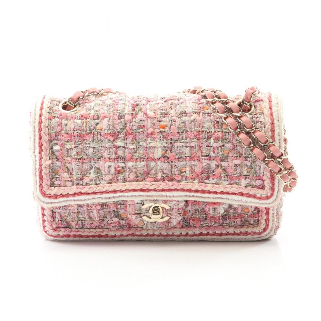 CHANEL Matelasse Double Flap Shoulder Bag, Fabric, Women's, Pink: --- Catalog ---Category: SizeSize (HxWxD): 16cm x 25cm x 6.5cm / 6.29'' x 9.84'' x 2.55''Category: DesignType: Shoulder bagColor: PinkGender: WomenMaterial: Fabric Category: GeneralBrand: Chanel--- It