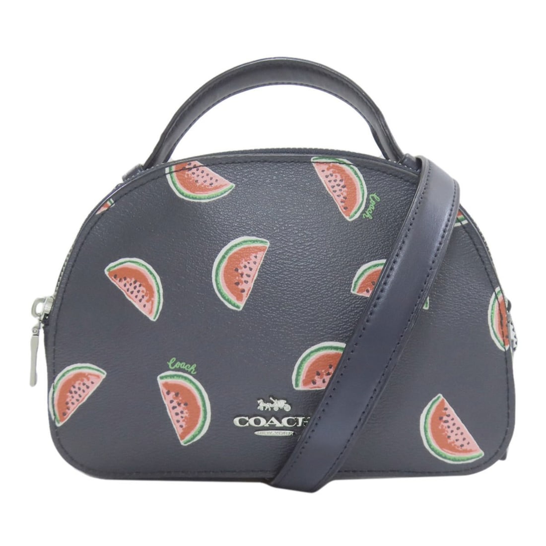 Coach 1594 Serena Satchel Watermelon 2-Way Leather Handbag for Women: --- Catalog ---Category: SizeSize (HxWxD): 15cm x 21cm x 6cm / 5.9'' x 8.26'' x 2.36''Category: DesignType: HandbagColor: Navy blackGender: WomenMaterial: Leather Category: GeneralMPN: 1594Brand: Coac