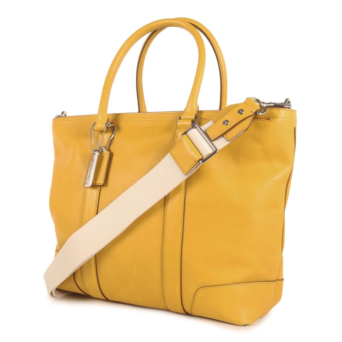 COACH Leather Tote Bag (M1269-70600) Yellow Men's: --- Catalog ---Category: SizeSize (HxWxD): 32.5cm x 36cm x 12.5cm / 12.79'' x 14.17'' x 4.92''Category: DesignType: Tote bagColor: YellowGender: Men,WomenMaterial: Leather Category: GeneralMPN: M1269-
