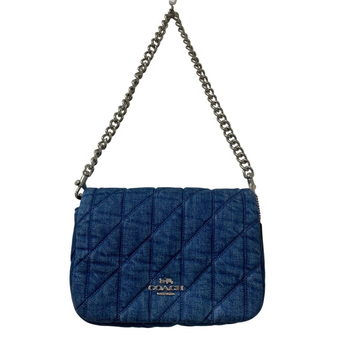 COACH Quilted Denim Chain Shoulder Bag CAK40 Blue Women's: --- Catalog ---Category: SizeSize (HxWxD): 18.5cm x 22cm x 8cm / 7.28'' x 8.66'' x 3.14''Category: DesignType: Shoulder bagColor: BlueGender: WomenMaterial: Quilting Category: GeneralBrand: Coach--- I