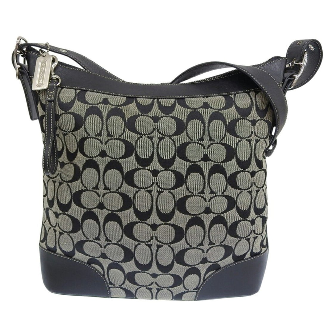 Coach Signature Shoulder Bag 6346 Canvas Gray/Black: --- Catalog ---Category: SizeSize (HxWxD): 28cm x 27cm x 7cm / 11.02'' x 10.62'' x 2.75''Strap Length: 106cm / 41.73''Category: DesignType: Shoulder bagColor: Black, GrayGender: WomenClosure: ZipperMa