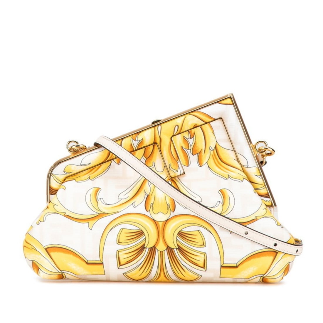 Fendi x Versace Fendace First Medium Crossbody Shoulder Bag 8BP127 White and Yellow Leather Women's: --- Catalog ---Category: SizeSize (HxWxD): 18cm x 24cm x 9cm / 7.08'' x 9.44'' x 3.54''Category: DesignType: Shoulder bagColor: White, YellowGender: WomenMaterial: PVC , Leather Category: GeneralMPN: