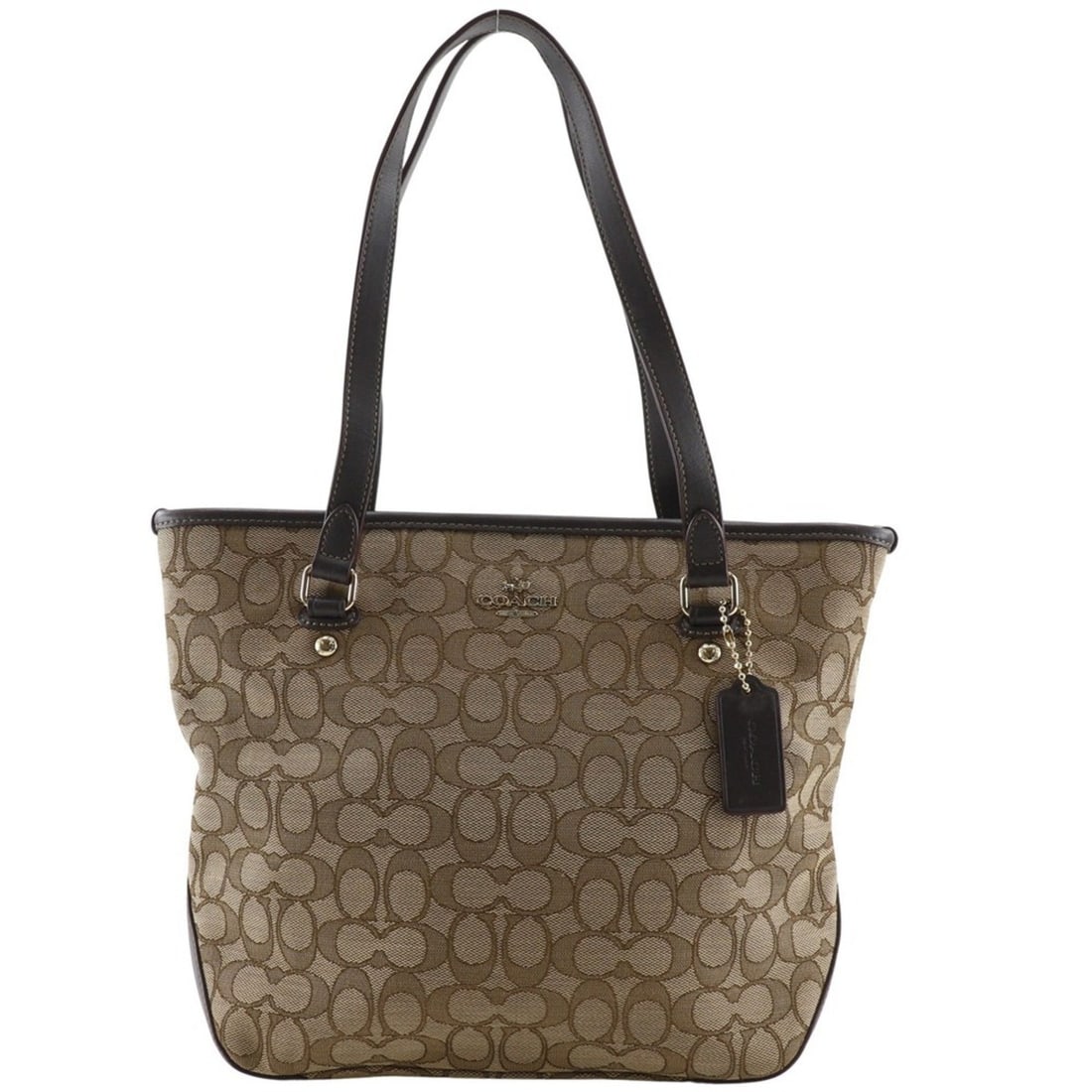 Coach Signature Tote Bag F58282, Brown Canvas, A5, Women's: --- Catalog ---Category: SizeWeight: 530g / 1.16lb.Handle Drop: 22.00cm / 8.66''Size (HxWxD): 25cm x 26cm x 10cm / 9.84'' x 10.23'' x 3.93''Category: DesignType: Tote bagColor: BrownGender: WomenClosu