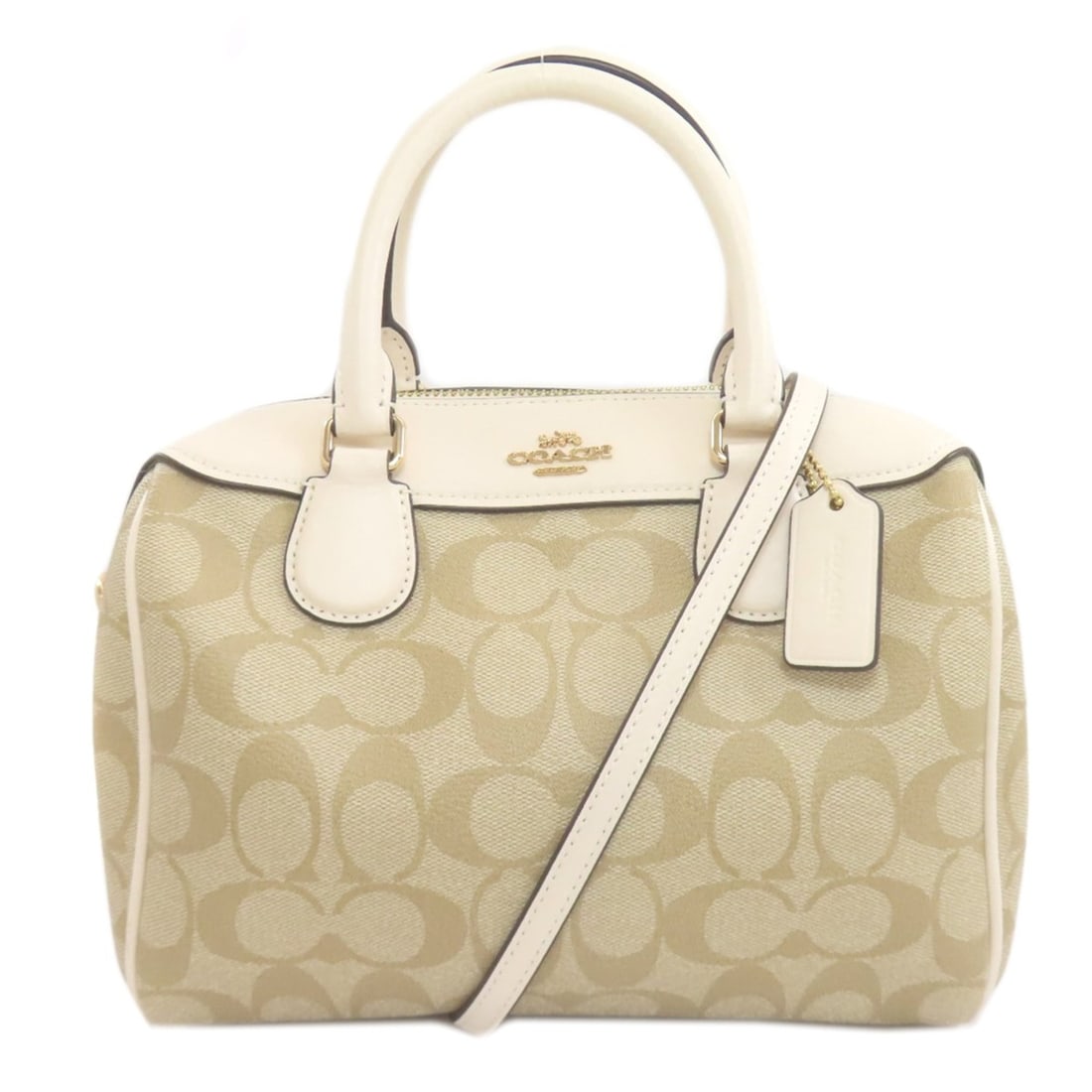 Coach 32203 Roan Satchel Signature 2-Way Handbag in PVC/Leather for Women: --- Catalog ---Category: SizeSize (HxWxD): 17cm x 23cm x 12cm / 6.69'' x 9.05'' x 4.72''Category: DesignType: HandbagColor: Beige, WhiteGender: WomenMaterial: PVC , Leather Category: GeneralMPN: 32203