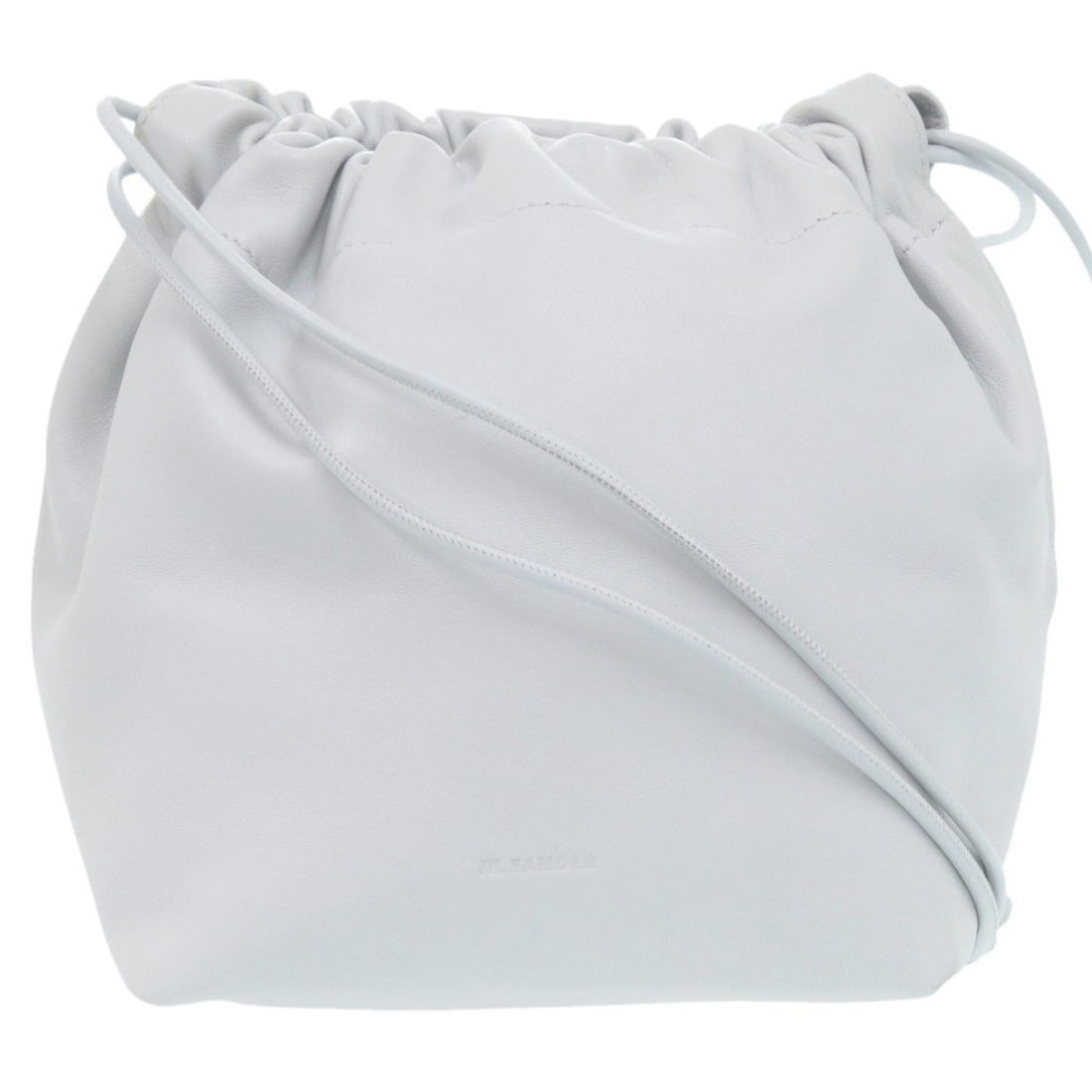 JIL SANDER Drawstring Leather Light Gray Handbag 0468: --- Catalog ---Category: SizeSize (HxWxD): 20.5cm x 16.5cm x 16.5cm / 8.07'' x 6.49'' x 6.49''Category: DesignType: HandbagColor: Light grayGender: WomenMaterial: Leather Category: GeneralBrand: Jil S