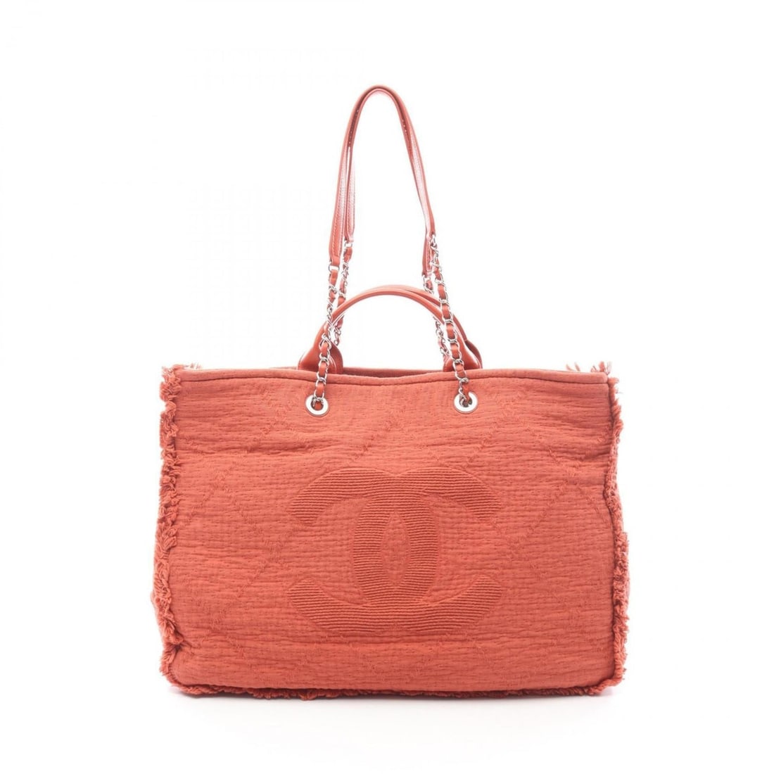 CHANEL Coco Mark Large Shopping Tote Bag, Leather and Fabric, Women's, Red: --- Catalog ---Category: SizeSize (HxWxD): 32cm x 42cm x 15cm / 12.59'' x 16.53'' x 5.9''Category: DesignType: Tote bagColor: Red colorGender: WomenMaterial: Leather , Fabric Category: GeneralBrand: C