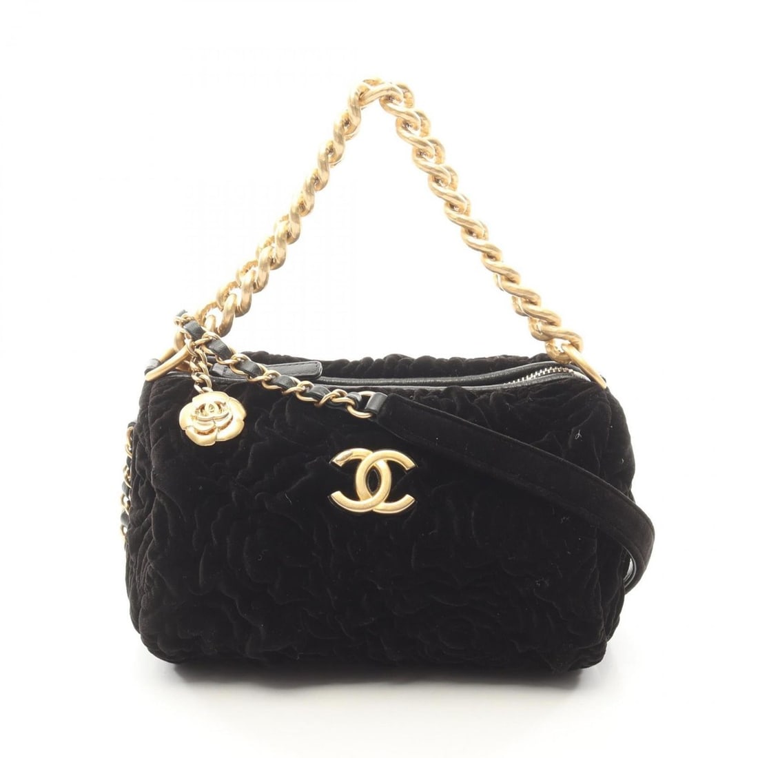 Chanel Camellia Shoulder Bag, Fabric, Women's, Black: --- Catalog ---Category: SizeSize (HxWxD): 13cm x 19cm x 9cm / 5.11'' x 7.48'' x 3.54''Category: DesignType: Shoulder bagColor: BlackGender: WomenMaterial: Fabric Hardware Color: GoldCategory: General