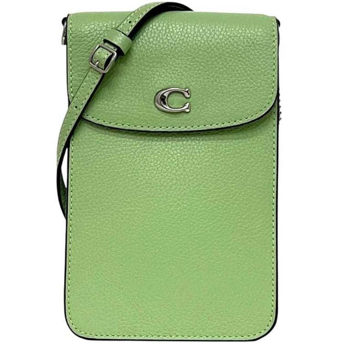 Coach Shoulder Bag ec-24608 Light Green CH815 Leather Smartphone Crossbody with Flap Charm,: --- Catalog ---Category: SizeSize (HxWxD): 18.3cm x 11.6cm x 3.5cm / 7.2'' x 4.56'' x 1.37''Category: DesignType: Shoulder bagColor: Light greenGender: WomenMaterial: Leather Category: GeneralMPN: CH8