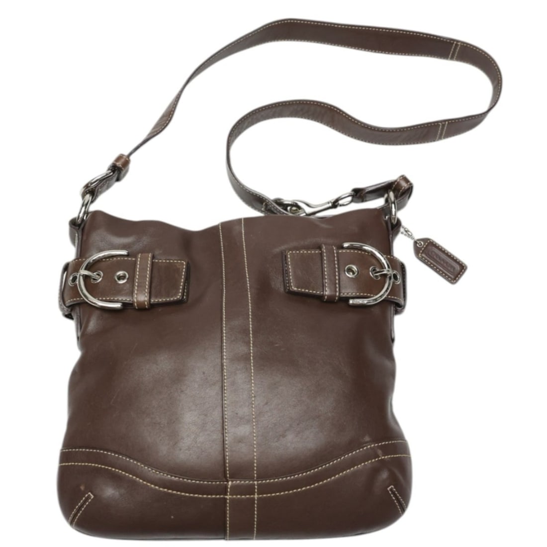 Coach Leather Soft Duffle Shoulder Bag, Crossbody, 1452, Dark Brown: --- Catalog ---Category: SizeSize (HxWxD): 26cm x 27cm x 3cm / 10.23'' x 10.62'' x 1.18''Category: DesignType: Shoulder bagColor: Dark brownGender: WomenMaterial: Leather Category: GeneralBrand: Coach