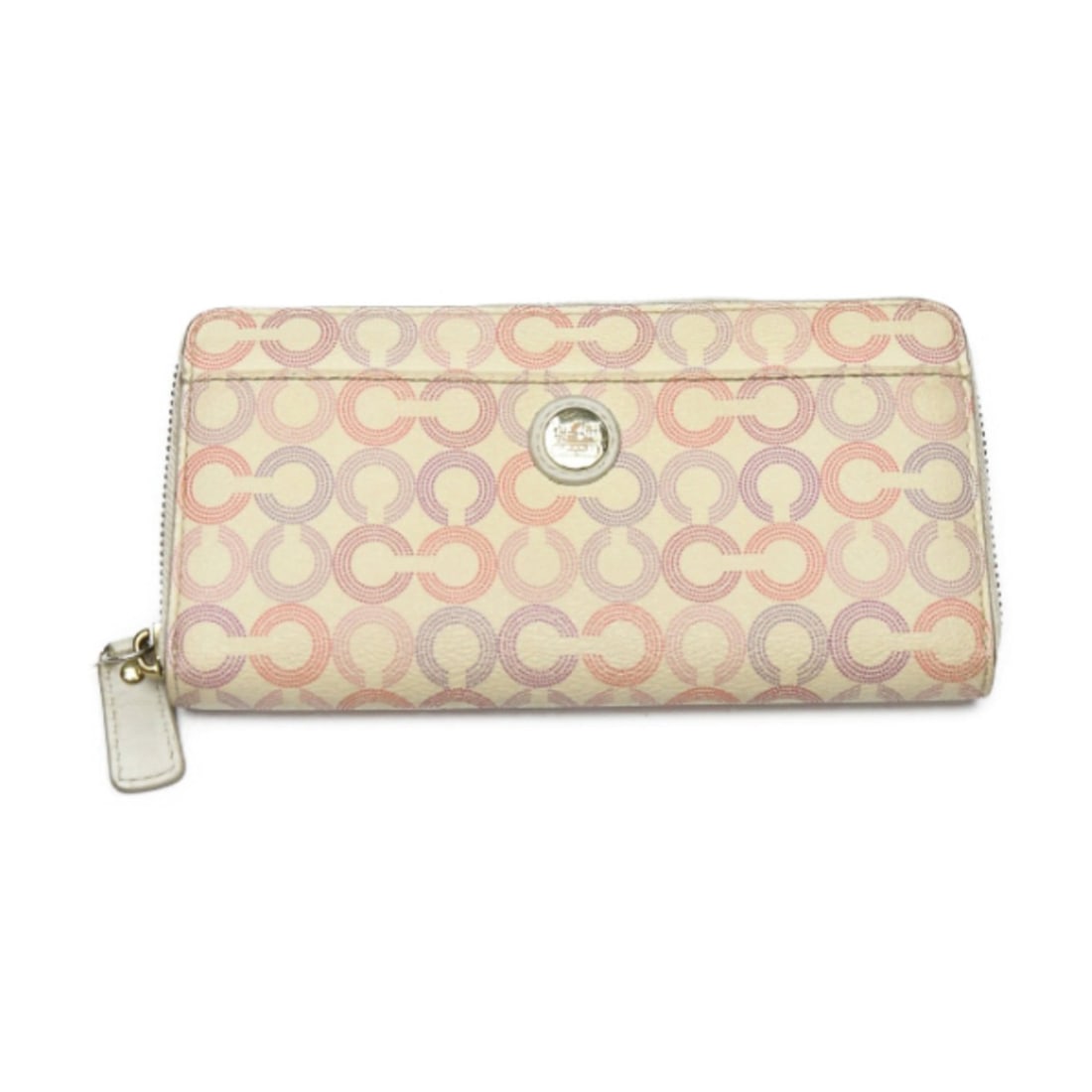 Coach Signature Zip-Around Leather Long Wallet in Beige: --- Catalog ---Category: SizeSize (HxWxD): 10cm x 19.5cm x 2.5cm / 3.93'' x 7.67'' x 0.98''Category: DesignType: Long wallet (bi-fold)Color: BeigeGender: WomenMaterial: Leather Category: GeneralBrand: