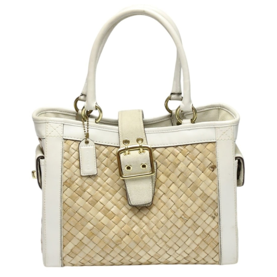 Coach 4419 Leather Handbag, Tote Bag, Basket White/Natural: --- Catalog ---Category: SizeSize (HxWxD): 21cm x 26.5cm x 10cm / 8.26'' x 10.43'' x 3.93''Category: DesignType: Handbag, Tote bagColor: WhiteGender: WomenMaterial: Leather Leather/Fur Type: Suede lea