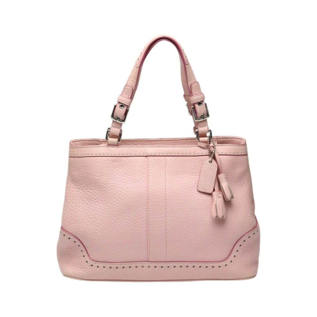 Coach Hamptons Fringe Leather Handbag 5055 Pink: --- Catalog ---Category: SizeSize (HxWxD): 22cm x 31cm x 12.5cm / 8.66'' x 12.2'' x 4.92''Category: DesignType: HandbagColor: PinkGender: WomenMaterial: Leather Category: GeneralMPN: 5055Brand: Coach-