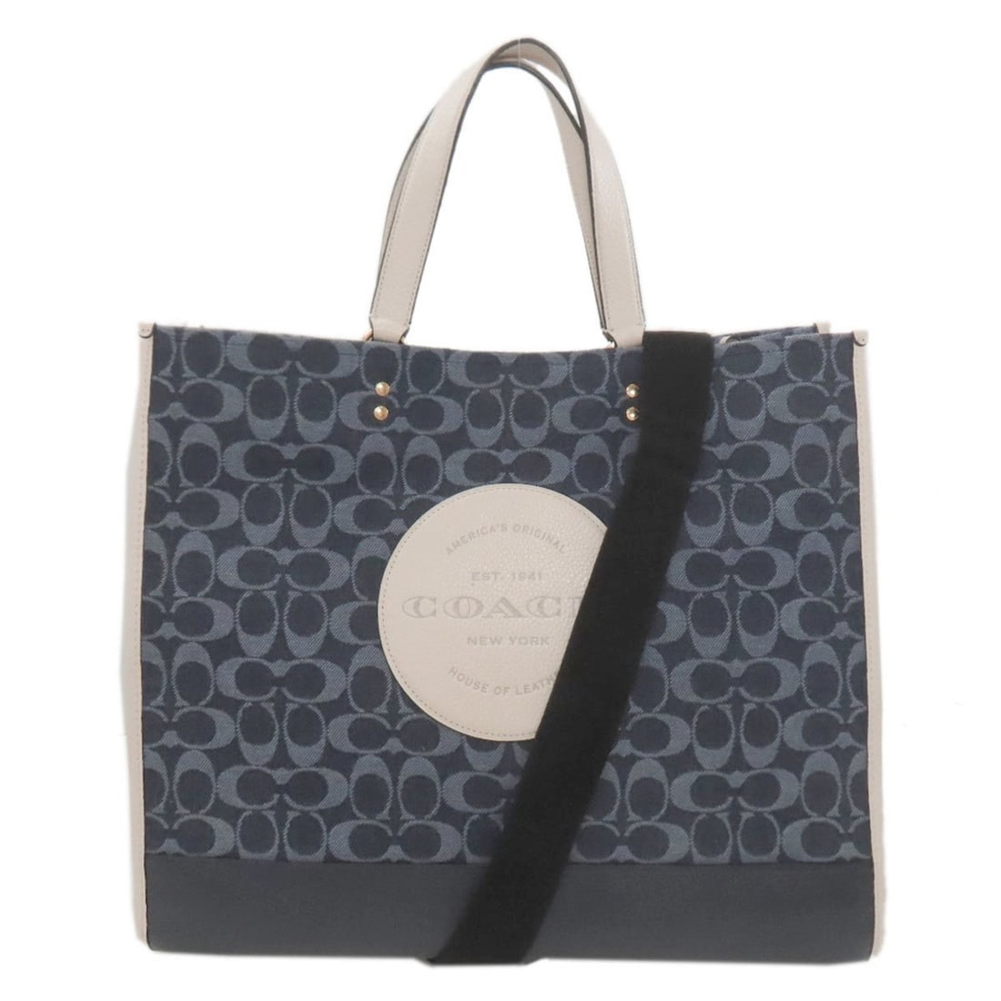 Coach C2827 Dempsey Signature 2-Way Canvas Handbag for Women: --- Catalog ---Category: SizeSize (HxWxD): 34cm x 40cm x 18cm / 13.38'' x 15.74'' x 7.08''Category: DesignType: HandbagColor: Navy, WhiteGender: WomenMaterial: Canvas Category: GeneralMPN: C2827Brand: