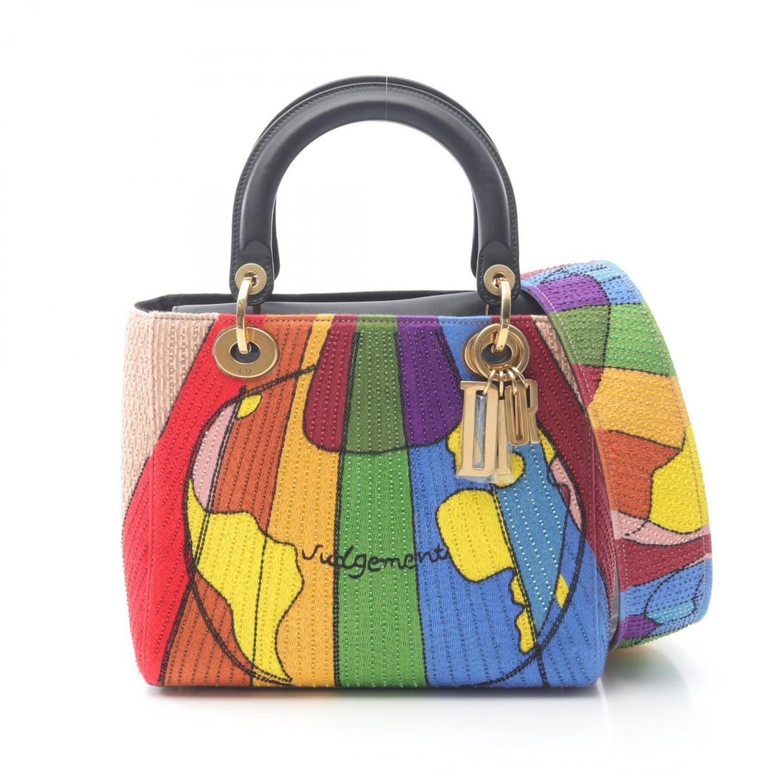 Christian Dior Lady Medium Judgement Handbag, Leather and Fabric, Women's, Multicolor: --- Catalog ---Category: SizeSize (HxWxD): 20cm x 24cm x 11cm / 7.87'' x 9.44'' x 4.33''Category: DesignType: HandbagColor: Multi-colorGender: WomenMaterial: Leather , Fabric Category: GeneralBrand: C