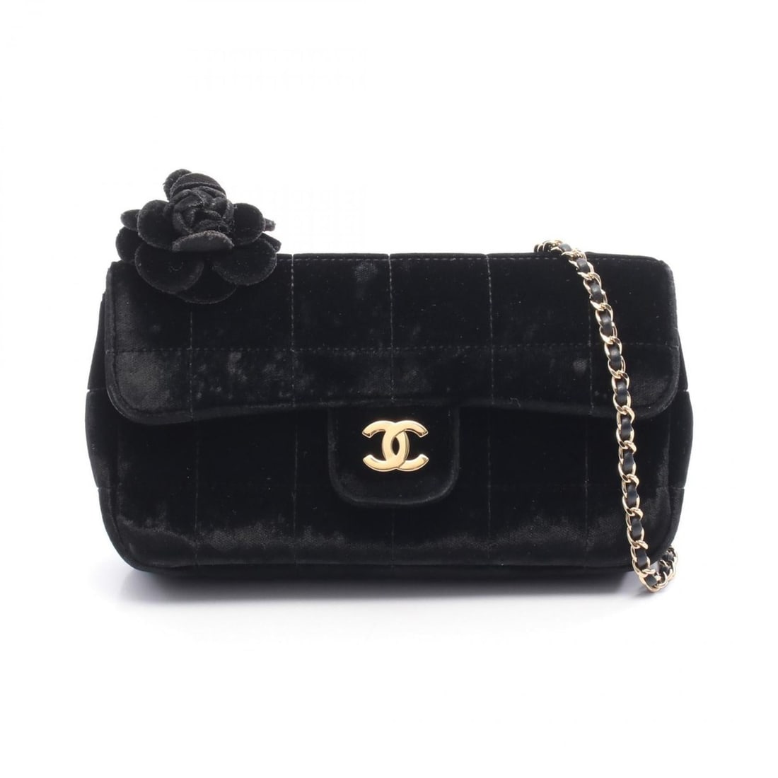 Chanel Chocolate Bar Camellia Shoulder Bag, Fabric, Women's, Black: --- Catalog ---Category: SizeSize (HxWxD): 10cm x 18cm x 5cm / 3.93'' x 7.08'' x 1.96''Category: DesignType: Shoulder bagColor: BlackGender: WomenMaterial: Fabric Category: GeneralBrand: Chanel--- Ite