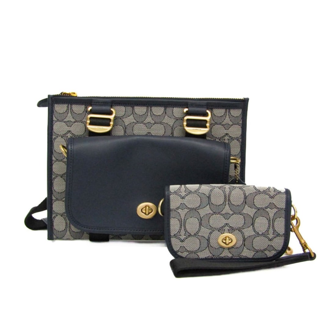 Coach Signature C2613 Men,Women Canvas,Leather Shoulder Bag Gray,Navy: --- Catalog ---Category: SizeSize (HxWxD): 19cm x 26cm x 1cm / 7.48'' x 10.23'' x 0.39''Strap Length: 102cm - 137cm / 40.15'' - 53.93''Category: DesignType: Shoulder bagColor: Gray, NavyGender: Men,Wo