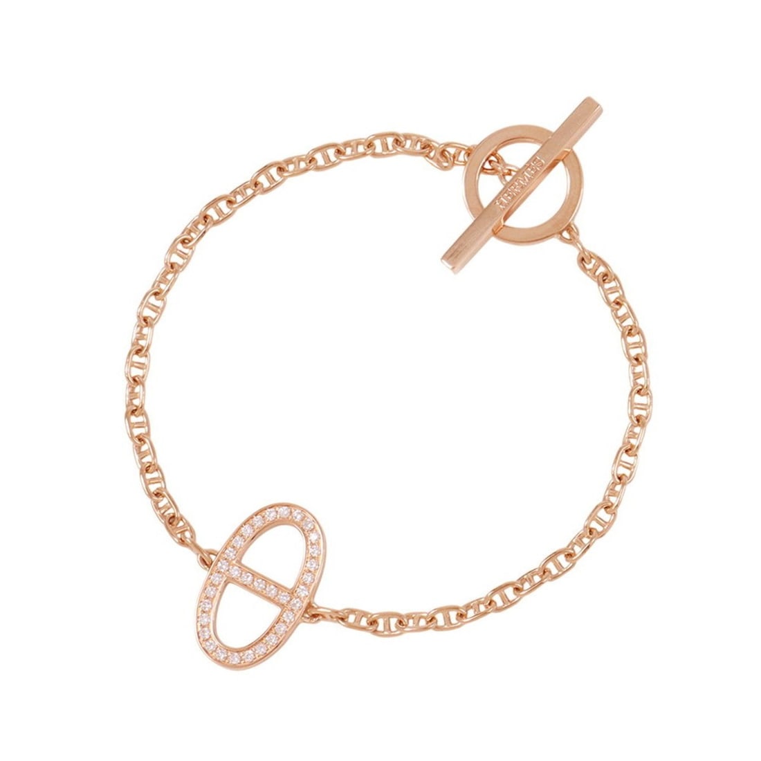 Hermes Hermès Chaine d'Ancre Contour Bracelet with 33 Diamonds, 0.16ct Total, 18K Gold, Size XS (1 of 20)