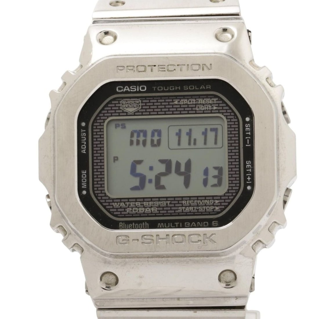 CASIO GSHOCK FULL METAL 5000 SERIES GMWB5000D1JF Men's Digital Watch in Black and Silver with: --- Catalog ---Category: SizeWrist Size: 17.5cm / 6.88''Case Diameter: 43.2mm / 1.7''Category: DesignType: WristwatchGender: MenMaterial (Band): Stainless steelMaterial (Case): Stainless steelCategory