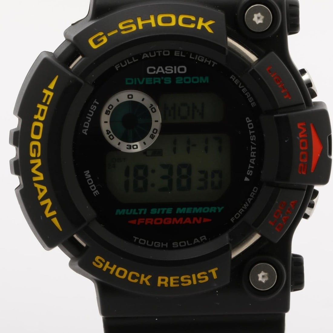 CASIO GSHOCK Frogman GW200Z1JF Men's Digital Watch in Black Resin/Titanium: --- Catalog ---Category: SizeWrist Size: 21.5cm / 8.46''Case Diameter: 49mm / 1.93''Category: DesignType: WristwatchGender: MenColor (Dial): BlackMaterial (Band): TitaniumCategory: GeneralMPN: GW-200Z