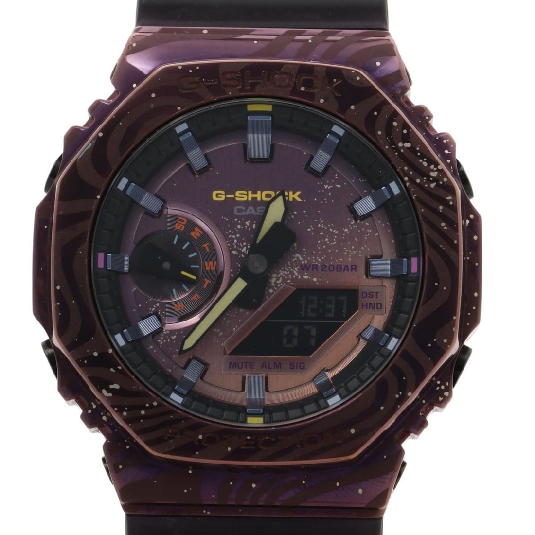 CASIO GSHOCK ANALOG DIGITAL 2100 Series GM2100MWG1AJR Men's Watch, Purple Stainless Steel Resin,: --- Catalog ---Category: SizeWrist Size: 21.5cm / 8.46''Case Diameter: 49.3mm / 1.94''Category: DesignType: WristwatchGender: MenDisplay: AnalogColor (Dial): PurpleMaterial (Band): ResinMaterial (Case